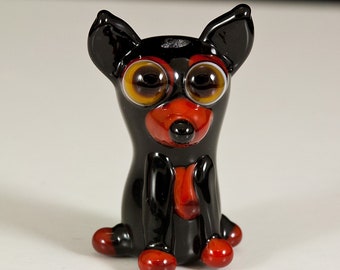 Black and Tan Chihuahua Lampwork Dog Bead
