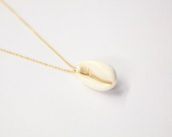 gold plated cowrie shell necklace / gold plated shell necklace