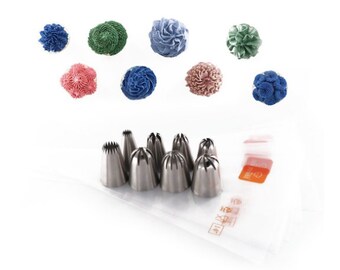 Cake Decorating Icing Piping Tip Set 8 large Decorating Tips for Cakes 10 Disposable Pastry Bags Frosting Tip Set Jumbo Icing frosting tube