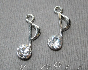 Bling Bling Music Eighth Note Rhinestone Charms... 2pcs