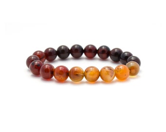 Orange Ombre Bracelet/ Ombre Agate Bracelet/ Orange Carnelian Bracelet/ Orange Gemstone Bracelet/ Amber Bracelet