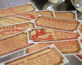 Vintage Newspaper Sticker Tickets Set of 12