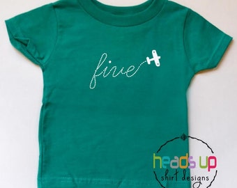 Fifth Birthday Shirt Toddler Boy/Girl - Airplane Five tshirt Birthday - 5th Bday Tee Airplane - 5 Birthday tshirt Plane - Trendy Five Gift