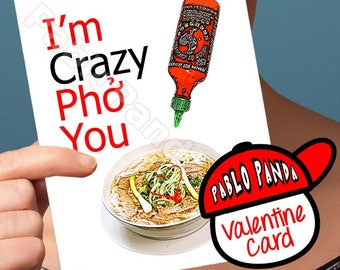 Funny Valentine Card | I'm Crazy Pho You Card | Valentines Day Card I Love You Card Anniversary Card for Boyfriend Gift for Her Him Men Man