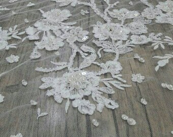 Lace Fabric/Luxury Beaded Couture Lace Fabric