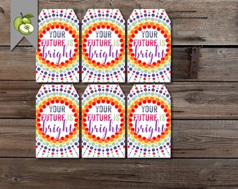sunglasses class gift, your future is bright, student gift tag, class gift, teacher printable, bright year tag, teacher tag, end of year