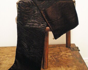 Hand printed embossed velvet scarf wood grain design