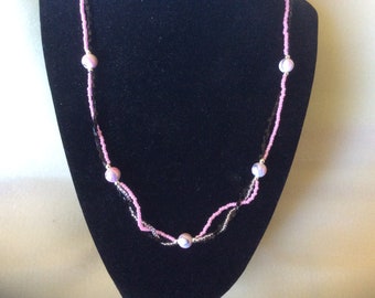 Pink black and silver necklace
