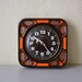 Vintage wall clock PETER transistor / square orange clock / ceramic clock 70s made in Germany