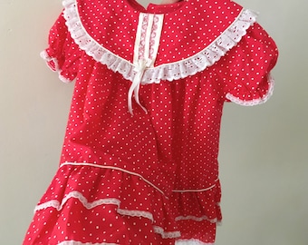 Vintage Red Swiss Dot Dress - Size 3T