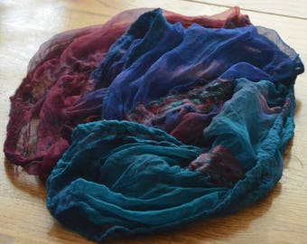 Wonderful 88" Renaissance Handmade Nuno Felted Scarf OOAK