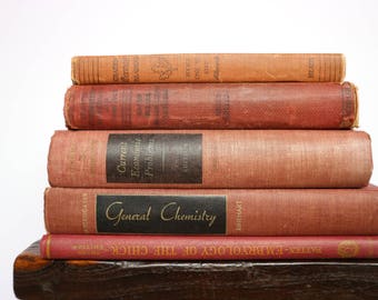 Vintage Red Book Set - Antique Book Set - Decorative Book Set, Decorative Books, Book Decor, Book Styling, Vintage, Bohemian, Boho