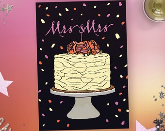 Mrs & Mrs Wedding Card - Congratulations - Lesbian Wedding Card