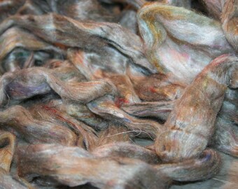 Sarisilk blended silk waste, felting silk, recycled silk waste, felting silk, silk fiber, dyed silk waste, spinning silk, silk 1/2oz. C22218