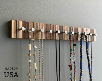 Jewelry Rack, Modern Wood Jewelry Rack, for Rings and Necklaces, Wall Mountable