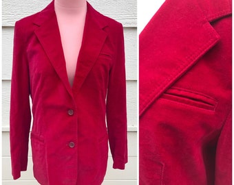 70s deep red velvet Blazer jacket