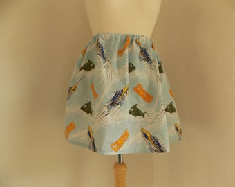cute stingray 60's tv show handmade skirt vintage upcycled fabric one size