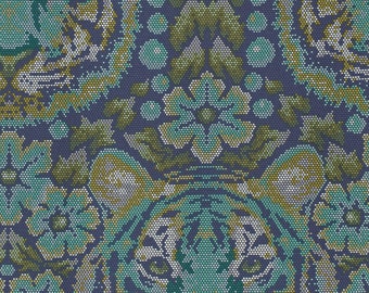 Eden Crouching Tiger Sapphire - Tula Pink - cotton woven fabric by the yard