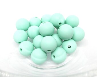 10 Perles Silicone 12mm - Mint