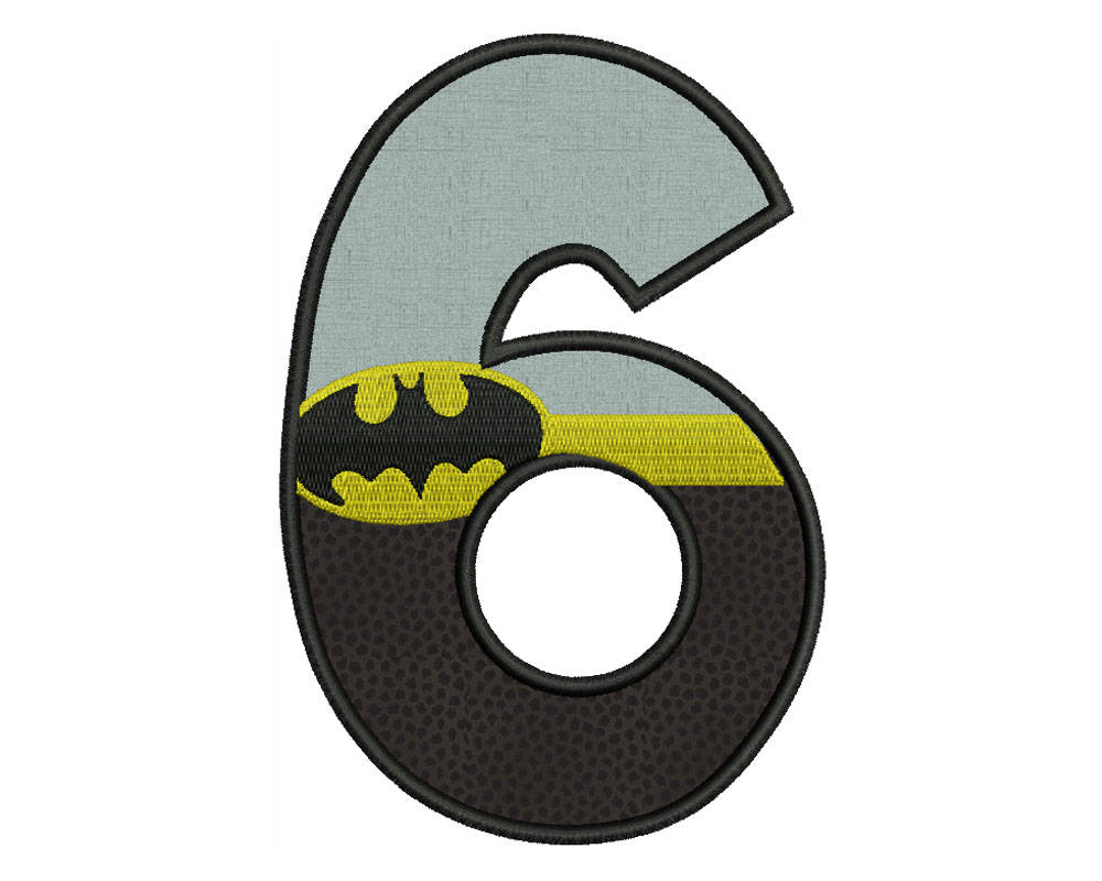 BATMAN NUMBER 6 Machine Applique Embroidery Instant