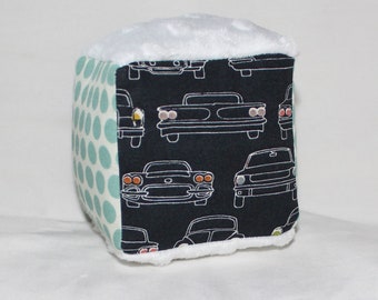 Small Black Organic Head Lamps Fabric Block Rattle Toy