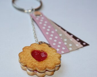Heart cookie filled with jam polymer clay