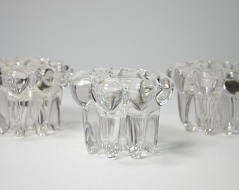 3 candle holder REIMS France glass chandeliers pressed Portapalmatorias