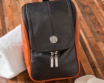 Personalized Leather Hanging Travel Toiletry Bag - Travel Shaving Kit - Husband Gifts - Gifts for Him - Gifts for Dad - RO007
