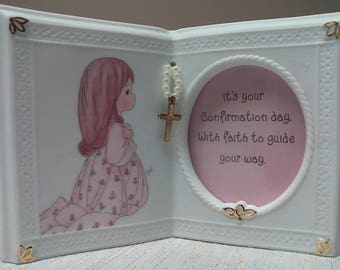 Confirmation Day Photo Frame Enesco Corporation In His Light Confirmation Photo Frame Praying Girl New Old Stock with Original Box