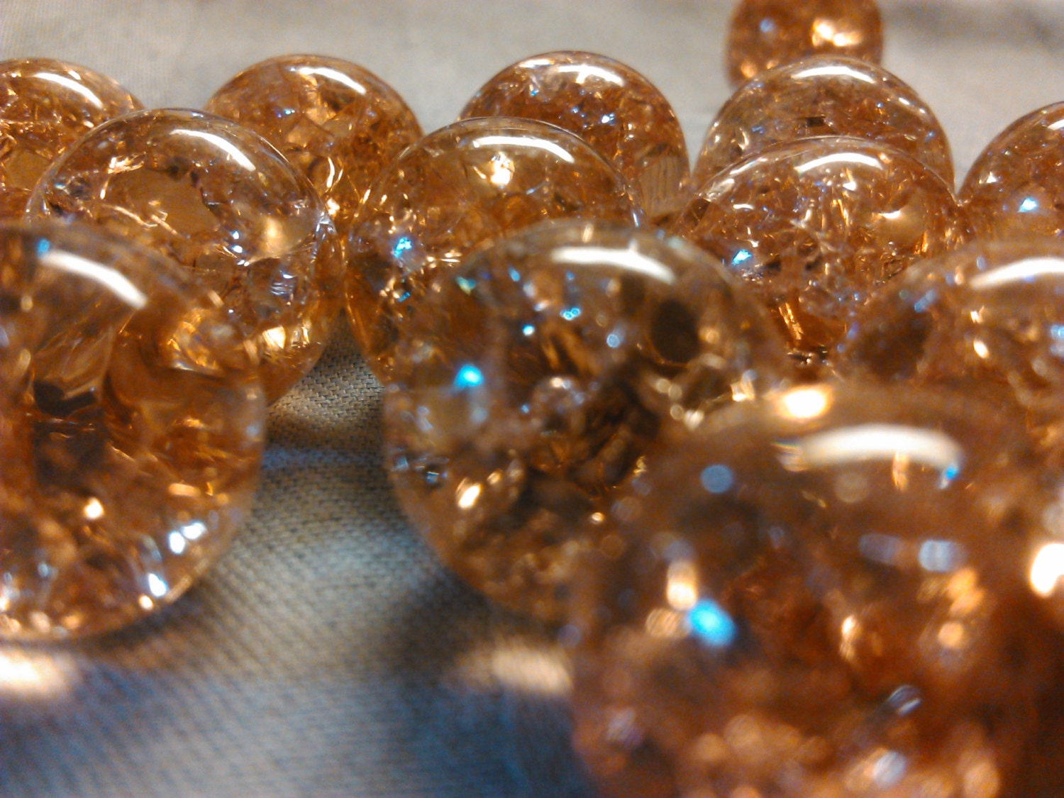 10 cracked clear peachcolored glass marbles 1/2 inch