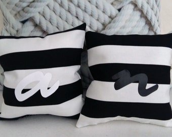Black & White mini-custom pillow (w/initial)