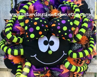Deluxe Colorful Spider Halloween Wreath