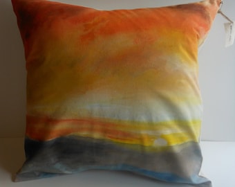 Throw Pillow - Hand painted abstract landscape home decor throw pillow.