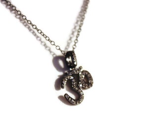 Diamond Ohm Pendant in sterling silver, Pave ohm Pendant, Holiday Gift for her by SylviaJewelry