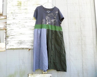 Summer Dress, Long Dress, Butterfly Dress, Recycled Clothing, Tshirt Dress, Upcycled Clothing, Upcycled Dress, Romantic, Boho, Up Cycled