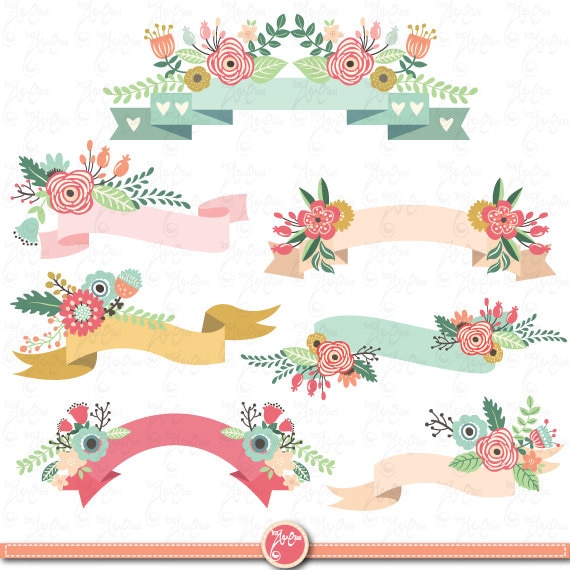 Floral Banners clipart pack FLORAL BANNER clip art
