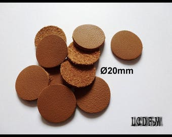 * ¤ 10 round #2 - diameter 20 mm Camel colored leather ¤ * #C12
