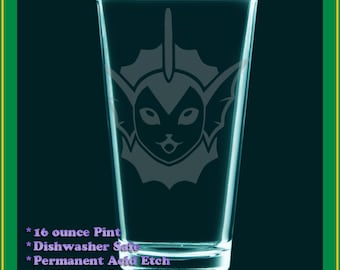 Vaporeon Pokemon gift - Etched glass, pint, tumbler, beer, water, milk