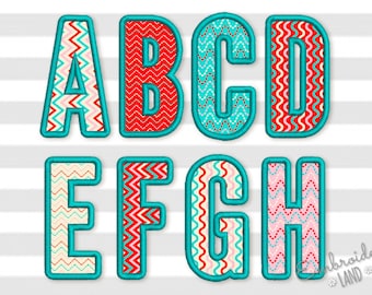 Narrow Applique Alphabet #2 Font Machine Embroidery Design 4 sizes AL042