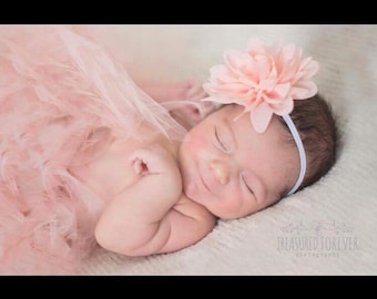 Blush pink tutu with matching flower on headband