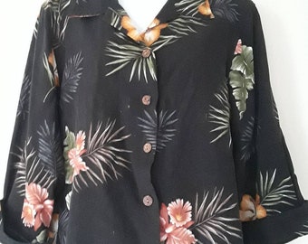 Vintage hawaain shirt, 3/4 sleeve hawaain shirt