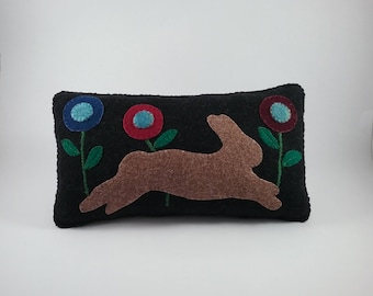 Prim Rabbit pillow/wool fabric/ hand stitched