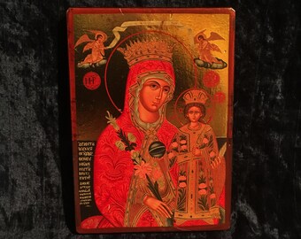 Vintage Greek Mary And The Baby Jesus Icon