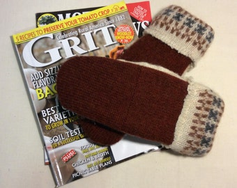 Upcycled warm and soft wool sweater mittens