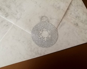 25 ornament stickers, silver or gold christmas ornament envelope seals, holiday decorations, rose gold stickers, xmas envelope seals