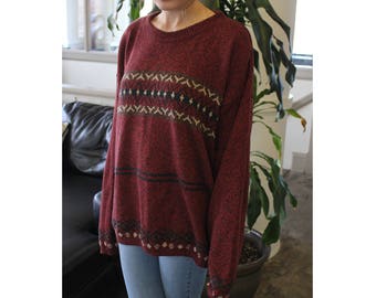 Geometric Striped Slouchy Sweater