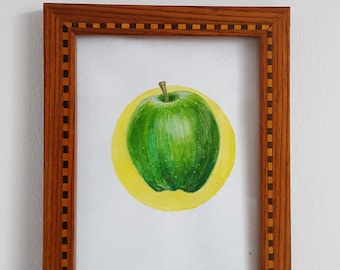 Watercolour Granny Smith Green Apple Wall Print 5" x 7" (13cm x 18cm ) Printable Art