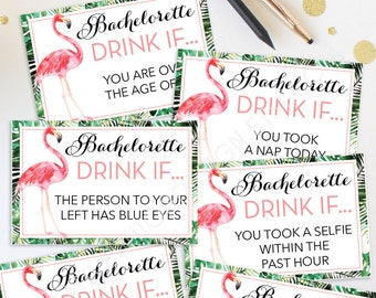 Bachelorette Party Game - Drink If Game - Printable Bachelorette Game - Bachelorette Party - Flamingo Tropical - Bachelorette Drinking Game