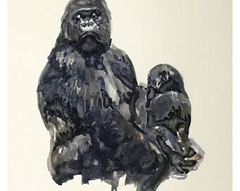 Grilla - original watercolor painting