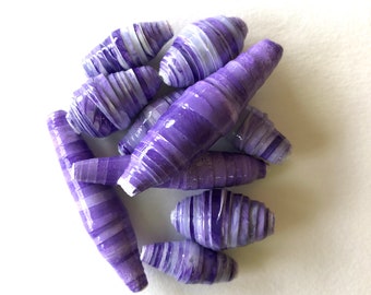 Purple Paper Beads Set of 10